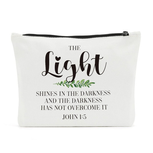 Christian Gifts for Women, Inspirational Makeup Bag, Bible Verse Religious Gift Scripture Quotes Christmas Birthday Gifts for Friend, Bestie, Mom, Sister, The Light Shines in The Darkness John 1:5 Christian Gifts for Women, Inspirational Makeup Bag, Bible Verse Religious Gift Scripture Quotes Christmas Birthday Gifts for Friend, Bestie, Mom, Sister, The Light Shines in The Darkness John 1:5