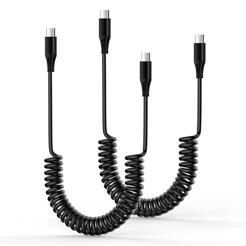 Type C to C Fast Charging Samsung Charger Cord 2Pack 3FT Retractable Coiled Cable Cell Phone Power Cord for Pixel 8 7a 7 Pro 6a Samsung Galaxy S23 Ultra A54 5G A14 5G,A24 Z Flip5 S22 S21 S20 S10 Plus