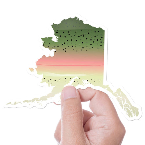 Alaska Rainbow Trout Fly Fishing Bumper Sticker, Cool Steelhead Vinyl Decal for Laptop, Redband Trout Fish Sticker for Hydroflask, 2 Sizes (Set of Both Sizes)