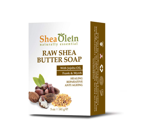 SheaOlein Naturally Essential Raw Shea Butter Soap with Jojoba Oil, Frank & Myrrh