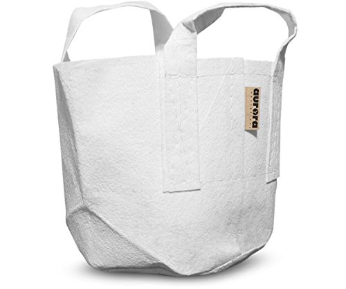 Roots Organics RORP3WH White Root Pot w/Handles, 3 gal, 9"x8", 3 Gallon,