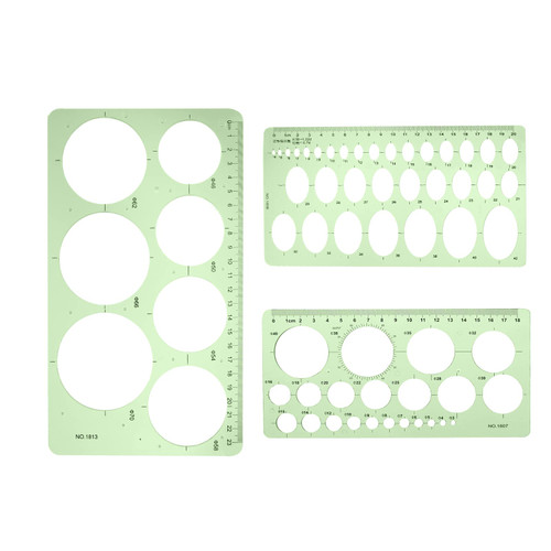 BokWin 3PCS Circle Templates Measuring Geometry Ruler Geometric Ruler Template for Office and School, Building Formwork, Drawing? Drafting(3 Styles)