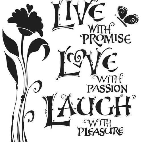 Crafters Workshop 6x6 Stencil Live Love Laugh, OSFA, Black/White