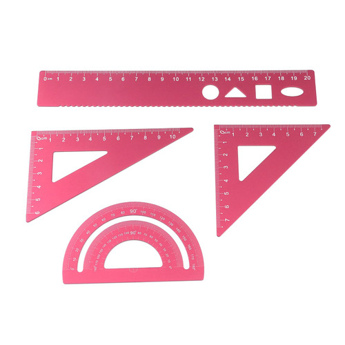 Dnyta Pink Scale Ruler Set Protractor Triangular Ruler Kit, Great Drafting Measuring Tool for Students,Designer,Draftsman,Engineer