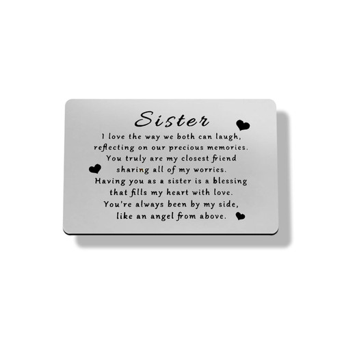 Sister Engraving Wallet Card Sister Gifts from Sister Brother Soul Sisters Bestie Gift for Women Birthday Gifts for Little Sisters Friendship Gifts for Friend BFF Gifts Christmas Thanksgiving Present