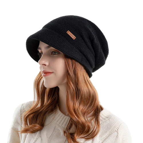 Eohak Womens Winter Beanie Hat - Warm Fleece Lining Warm Knitted Slouchy Beanie Hats Skull Snow Caps