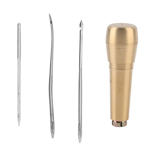 Leather Sewing Awl Hand Stitch Leather Sewing Needle Tool Kit Set with Brass Handle for Shoe Repair