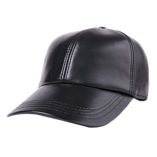 PU Leather Baseball Cap Unisex Adjustable Baseball Cap Classic Black Fall Winter Outdoor Sports Hat Golf Cap for Women Men