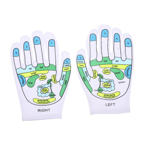 GATHINESS 1 Pair Acupressure Printed Gloves Hand Exfoliator Glove Mittens Kids Hand Massage Tools Womens Massage Tools Hand Accessory Miss Sole of Foot Appendix Spandex White