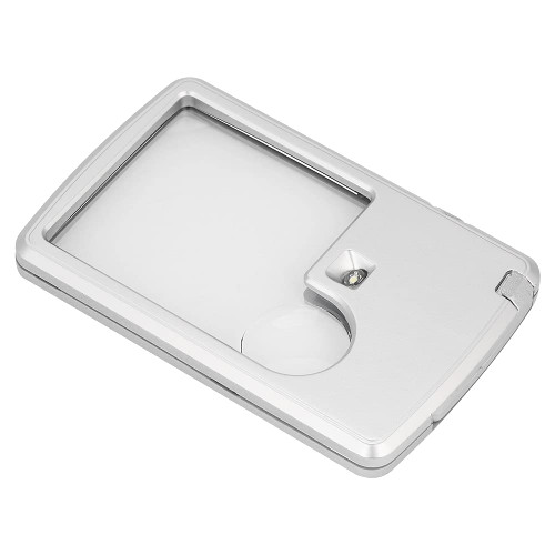 Credit Card Magnifier Pocket Square Magnifier LED Illuminated Magnifier 3X 6X Lens Reading Magnifying Glass Acrylic Magnifier (Without Battery)