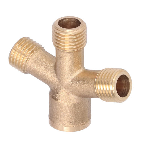 Shanrya Brass Adapter, Cross Hose Splitter Garden Hose M14 Thread 4?Way Connector Pipe Fittings Watering Irrigation Tool for Garden Irrigation Agricultural Spray