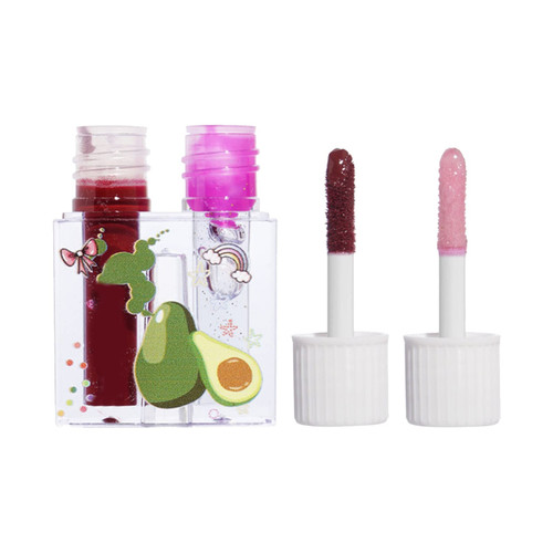 WGUST Lip Glasses Double Headed Fruit Lip Gloss Set Moisturizing Moisturizing Lip Oil Lip Glaze Dudu Pearl Glazed Lip Gloss 7ml Small Talk