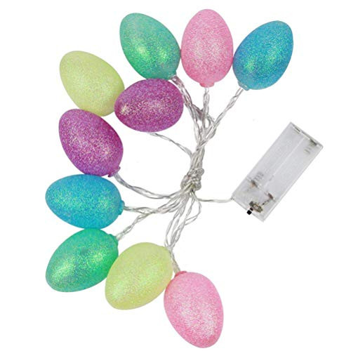 10 Easter Eggs LED String Lights Battery Operated Fairy String Lights Easter Decorations for Home Easter Tree Upstairs Banister Party (3M)
