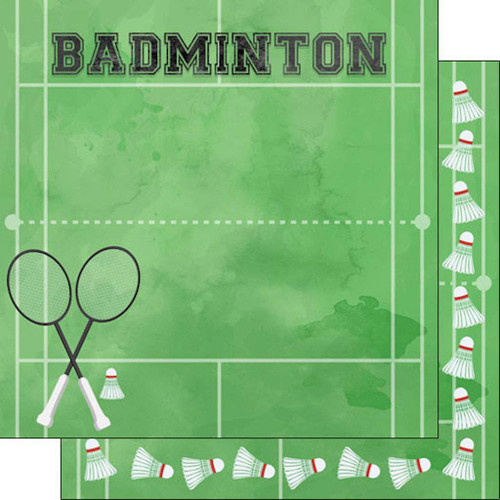 Scrapbook Customs 39519 Badminton Watercolor 12" x 12" Double-Sided Scrapbook Paper - 1 Sheet