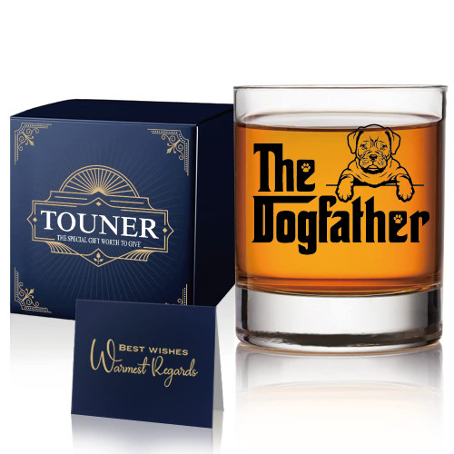 TOUNER Shar Pei Whiskey Glasses, The DogFather Whiskey Glass, Dog Lover Gifts For Him, Dog Dad Gifts For Men, Fathers Day Birthday Gifts from Dog Dad, Unique Gift For Dog Lovers