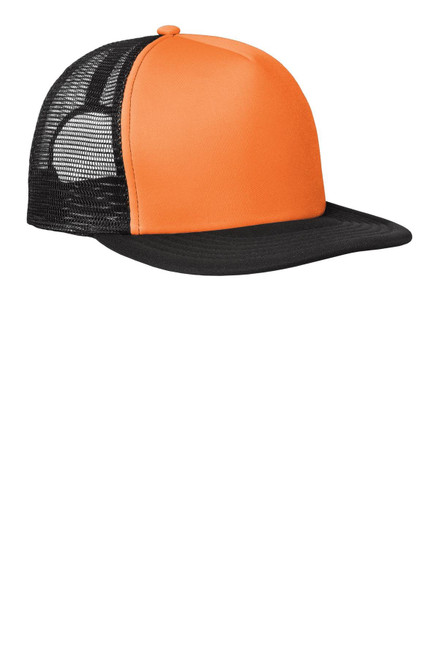 District Flat Bill Snapback Trucker Cap One Size Neon Orange