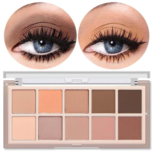 Metiplou 10 Colors Eyeshadow Palette Eye Makeup Matte Neutral Nudes Eye Shadow Brown, Ultra-Blendable, Naturing-Looking, High Pigment Long Lasting Eyeshadow Palette (05)