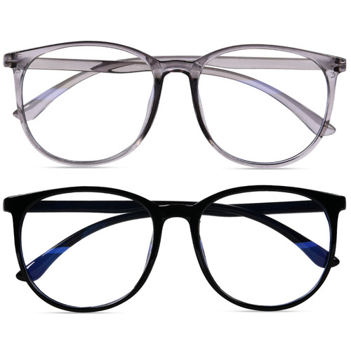 URAQT Blue Light Blocking Glasses, 2 Pack Lightweight Computer Blue Light Glasses, Anti Glare Anti Eyestrain Gaming Fake Eyeglasses, Clear Lens Vintage Reading Glasses for Women and Men