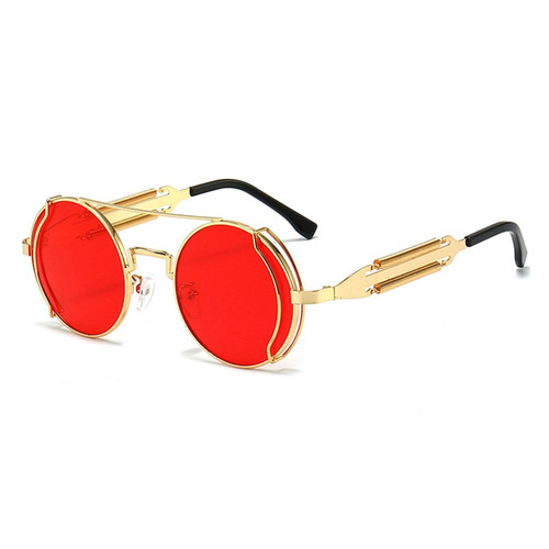 Steampunk Vintage Round Polarized Sunglasses Women Men Retro Gothic Circle Lens Metal Sun Glasses Eyewear UV400