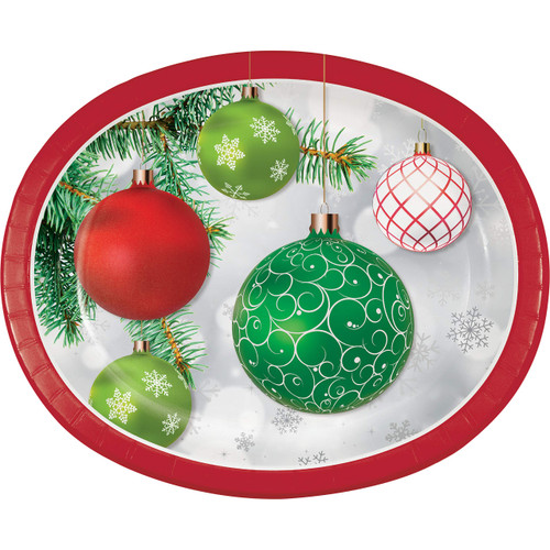 Creative Converting Ornaments Oval Plates, 10" x 12", Multi-color