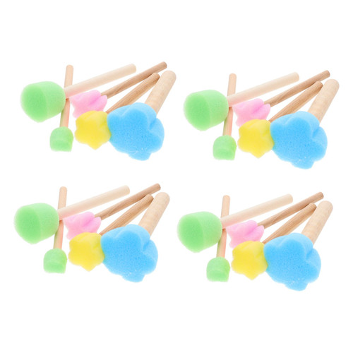 minkissy 20pcs Painting Sponge Brush Dot Paints for Toddlers Sponge Brushes Sea Sponge for Painting Paint Brushes for Kids Suits DIY Sponge Paint Brushes Graffiti Brush Portable Child Wood