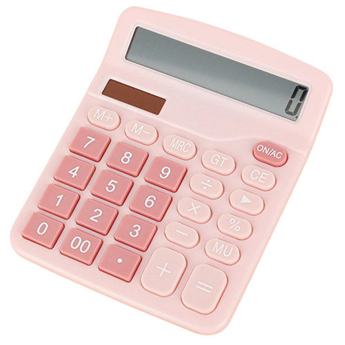 Tainrunse Office Calculators Desktop, Basic Standard Calculator 12 Digit Desktop Calculator with Large LCD Display, Cute Desktop Calculator with Big Buttons for Office Home and School Pink