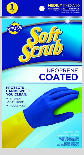 Soft Scrub Neoprene Coated, Reusable Latex Household Glove Small