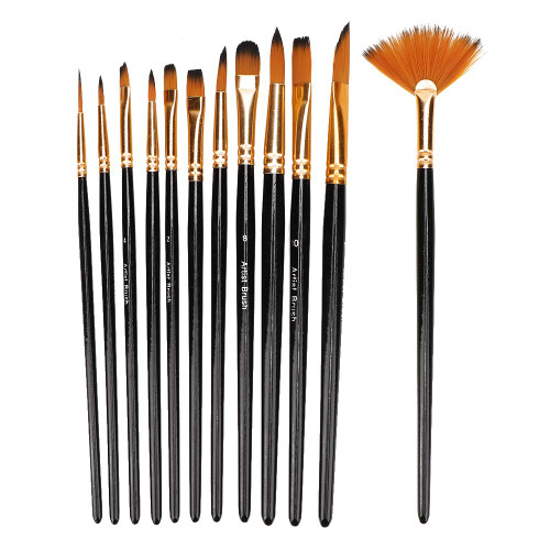 12PCS Painting Brush, Nylon Hair Brushes, Black Acrylic Paint Brush Set, Watercolor Drawing Brush, Multi Functional Art Painting Set for All Purpose Oil Watercolor Painting Artist Professional Kits 12PCS Painting Brush, Nylon Hair Brushes, Black Acrylic Paint Brush Set, Watercolor Drawing Brush, Multi Functional Art Painting Set for All Purpose Oil Watercolor Painting Artist Professional Kits