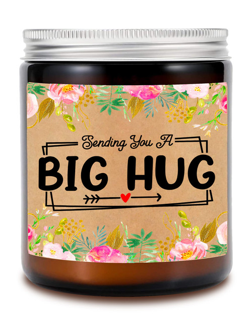 KrysDesigns Lavender Scented Candle Gifts for Women Unique Friendship Gift Best Friend - Sending You A Big Hug Soy Candles, 8oz
