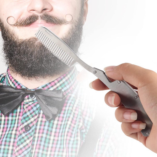 Portable Folding Comb Bottle Opener Stainless Steel, Foldable Beard Comb Beard Comb Great for Head Hair Beards and Mustaches Stainless Steel Styling Tool for Men