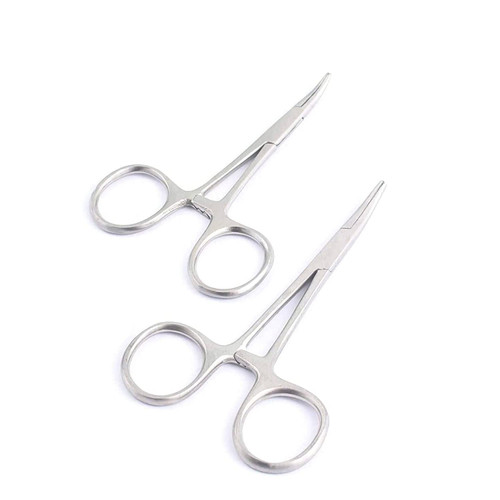 DDP 2 PCS ASSORTED MOSQUITO HEMOSTAT FORCEPS PLIERS CURVED SERRATED 3.5" + 4.5" ECONOMY GRADE STAINLESS STEEL