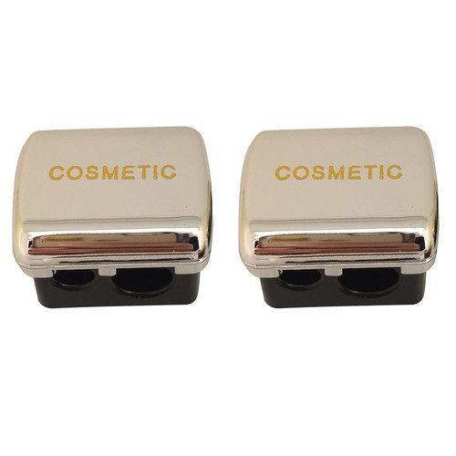 JOSALINAS Dual Makeup Sharpener (2 Pack) for Cosmetic Eyebrow Eyeliner Pencil, Silver