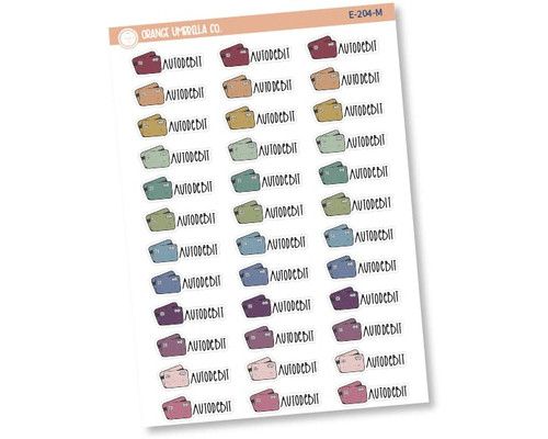 Auto Debit Credit Card Icon Script Planner Stickers, Script Icon "Auto Debit" Labels, Color Print Labels, FC12 (E-204-M)
