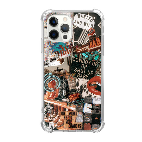Western Cowgirl Cowboy Collage Case for iphone 13 Pro Max, Cowboy Cowgirl Howdy Western Ranch Boho Southwestern Retro Case for iphone 13 Pro Max, Unique Trendy TPU Bumper iphone 13 Pro Max Case