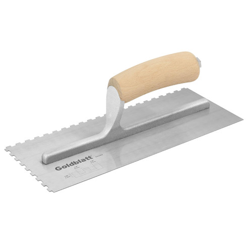 Goldblatt Trowel Pro Carbon Steel Square Notch Trowel, 1/4 in. x 1/8 in. x 1/4 in.