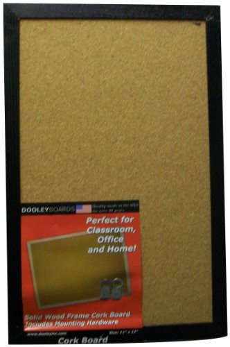 Dooley Black Wood Framed Cork Board, 11 x 17 Inches, 1 Board (1218COBL)