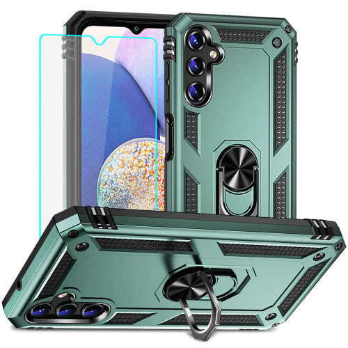 for Samsung A14 5G Case, Galaxy A14 5G Case with HD Screen Protector, Military Grade Protective Cases with Ring for Samsung Galaxy A14 5G (Dark Green) for Samsung A14 5G Case, Galaxy A14 5G Case with HD Screen Protector, Military Grade Protective Cases with Ring for Samsung Galaxy A14 5G (Dark Green)