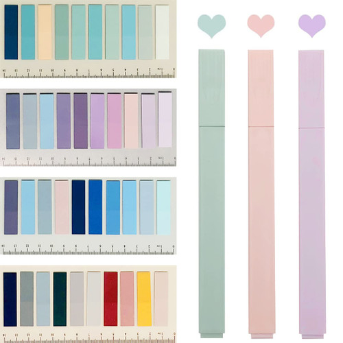 Sticky Book Tabs with Highlighers, 800 PCS Annotation Tabs for Annotating Books, Morandi Writable Page Flags Marker, Sticky Notes Index Tabs for Files Classification, 3 PCS Highlighters