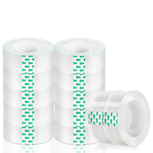 12 Rolls Transparent Tape Refills Clear Tape, 3/4-Inch x 1000 inch Transparent Glossy Tape Gift Wrapping Clear Tape for Office, Home, School