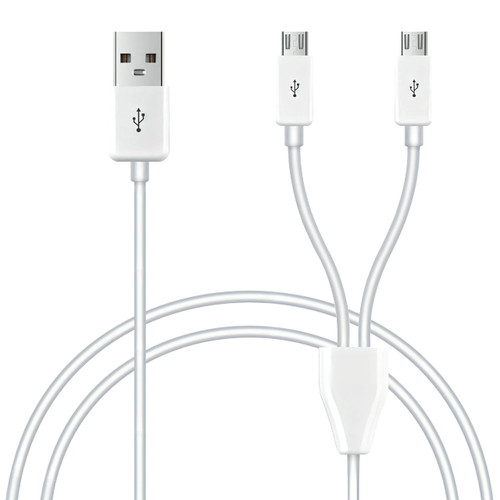 GELRHONR Micro USB Splitter Cable,2 in 1 USB 2.0 A Male to Dual Micro USB Male Charging Cord Multi Micro USB Data Sync Adapter Cable Split Micro USB Connection Wire (White-1m-2 Mrico)