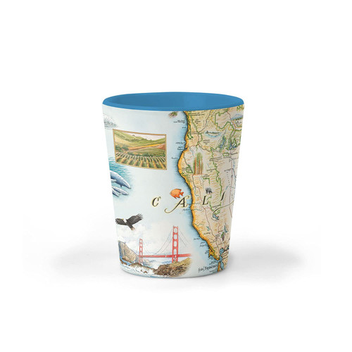 Xplorer Maps Northern California Map Ceramic Shot Glass, BPA-Free - For Office, Home, Gift, Party