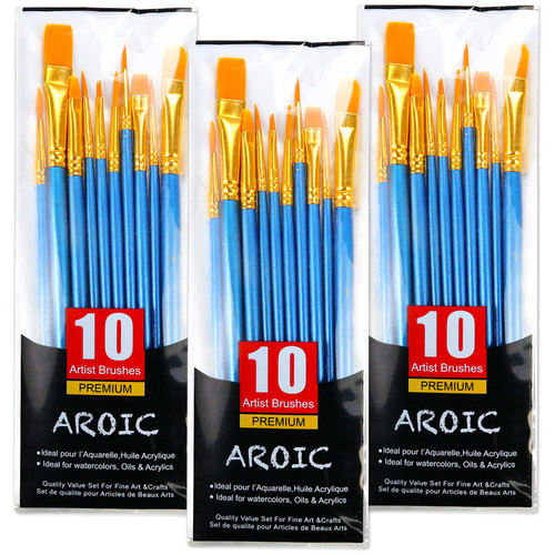 Acrylic Paint Brush Set, 3 Packs / 30 pcs Watercolor Brushes Painting Brush Nylon Hair Brushes for All Purpose Oil Watercolor Painting Artist Professional Kits. Acrylic Paint Brush Set, 3 Packs / 30 pcs Watercolor Brushes Painting Brush Nylon Hair Brushes for All Purpose Oil Watercolor Painting Artist Professional Kits.