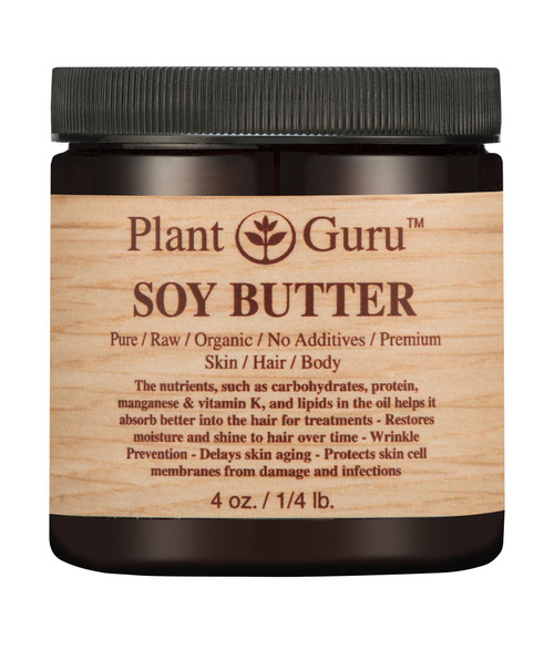 Soy Body Butter 4 oz. 100% Pure Raw Fresh Natural Cold Pressed. Skin Body and Hair Moisturizer, DIY Creams, Balms, Lotions, Soaps.
