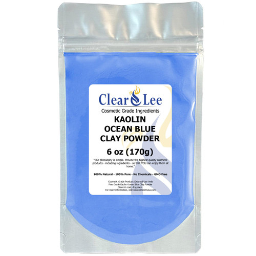 ClearLee Kaolin Ocean Blue Clay Cosmetic Grade Powder - 100% Pure Natural Powder - Great For Skin Detox, Rejuvenation, and More - Heal Damaged Skin - DIY Clay Face Mask (6 oz) ClearLee Kaolin Ocean Blue Clay Cosmetic Grade Powder - 100% Pure Natural Powder - Great For Skin Detox, Rejuvenation, and More - Heal Damaged Skin - DIY Clay Face Mask (6 oz)
