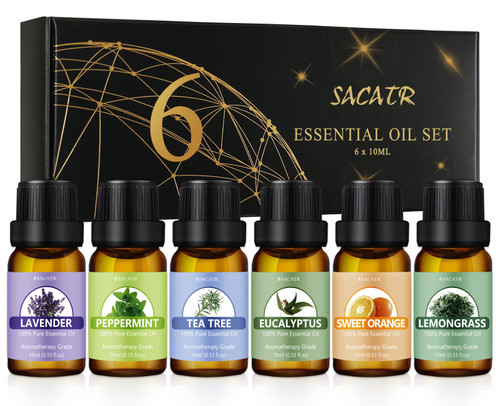 Essential Oil Set - Essential Oils - Pure Essential Oils - Perfect for Diffuser, Aromatherapy, Massage, Skin, Hair Care & Fragrance, Soap, Candle Bath Bombs Making, 6x10ml(0.33fl.oz)