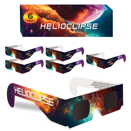 Helioclipse (6 Pack Solar Eclipse Glasses Nasa Approved 2024 - Trusted for Direct Solar Eclipse Viewing - ISO 12312-2 & CE Certfied