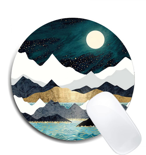 BONZEAL Round Mouse Pad,Beautiful Mouse Mat, Cute Landscape Under The Moonlight Mouse Pad with Design, Non-Slip Rubber Base Mousepad, Waterproof Office Mouse Pad, Small Size 7.9 x 0.12 Inch