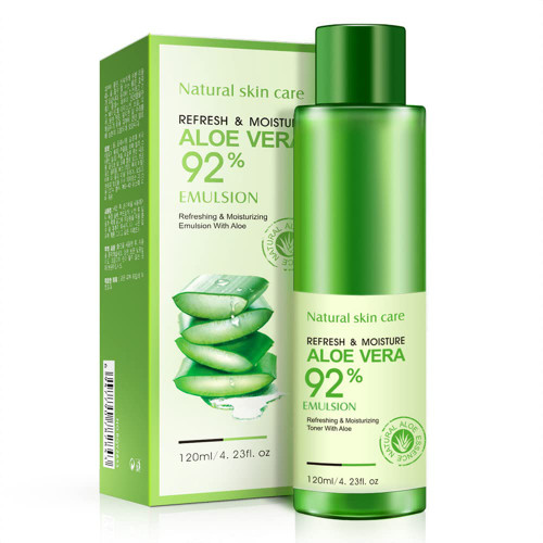 BIOAQUA Natural Skincare Refreshing Moisturizing Aloe Vera Emulsion 92% Light Lotion Smooth Improve Dry Skin 120ml 4.23oz