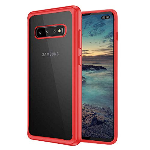 S 10plus Phone Case Compatible with Samsung Galaxy S10 Plus Cover Clear S10plus Skin Luxury Galaxy 10s Protection Bumper 6.4 Inch (Red)