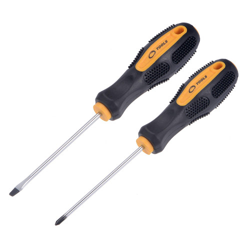 uxcell #1 Phillips / 3mm Slotted Magnetic Screwdriver Set, 3" CR-V Round Shaft Non-Slip Black+Yellow Handle